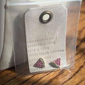 Anthropologie Gold and Green Accent Earrings